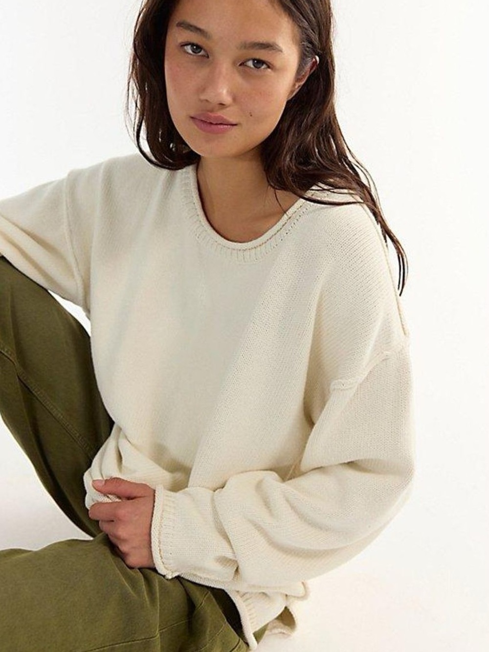 FP WE THE FREE Ella Rollneck Cotton Sweater, Size S